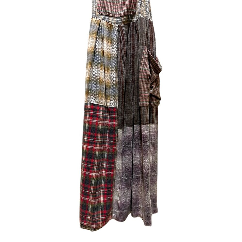 Vintage Cottagecore Whimsigoth Retro Plaid Patchwork Cotton Overall Maxi Dress - Picture 4 of 6